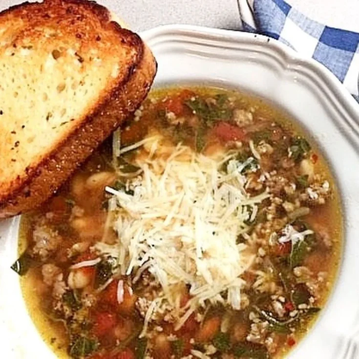 Italian sausage soup with white beans and spinach