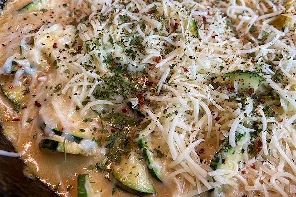 zucchini gratin ready for oven