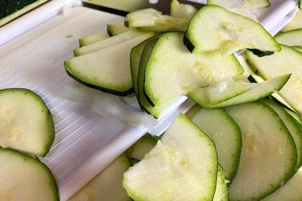 thinly sliced zucchini
