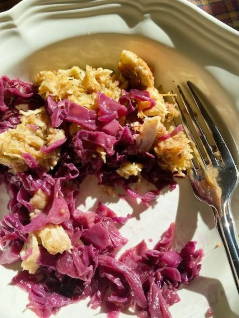 red cabbage and dressing