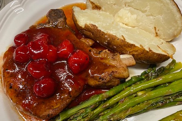 pork chops with cherry bourbon sauce