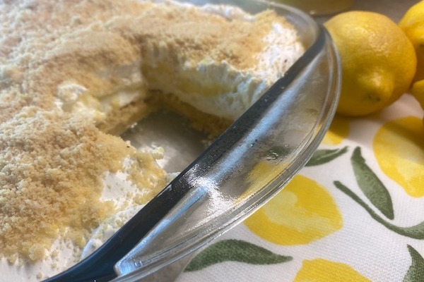lemon dessert in pan