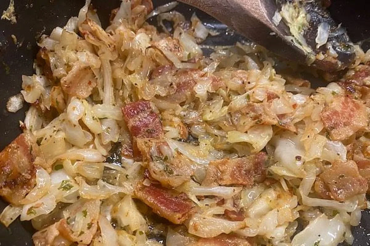 bacon, cabbage , and onion for colcannon