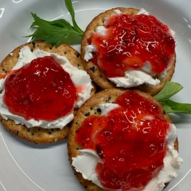 cranberry jam on cream cheese and crackers