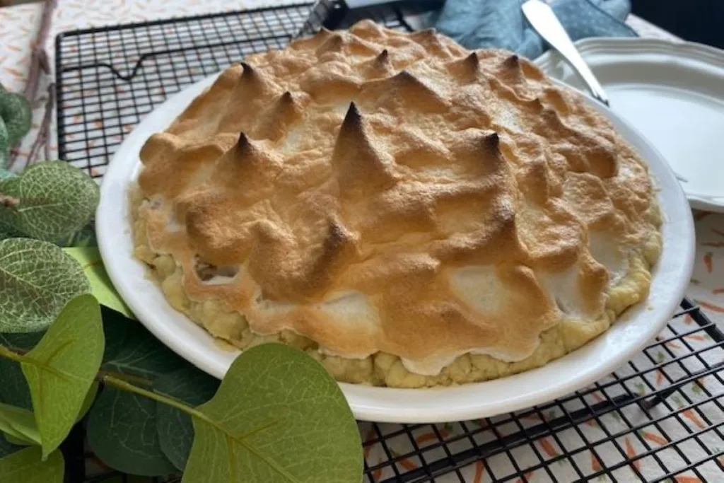 baked sour cream raisin pie with meringue