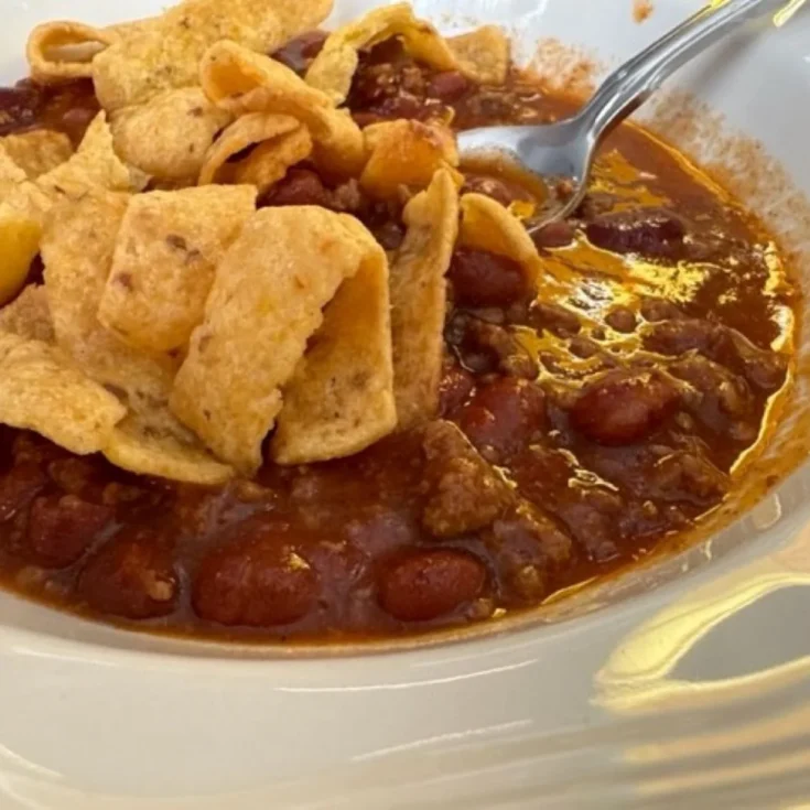 beer chili in bowl