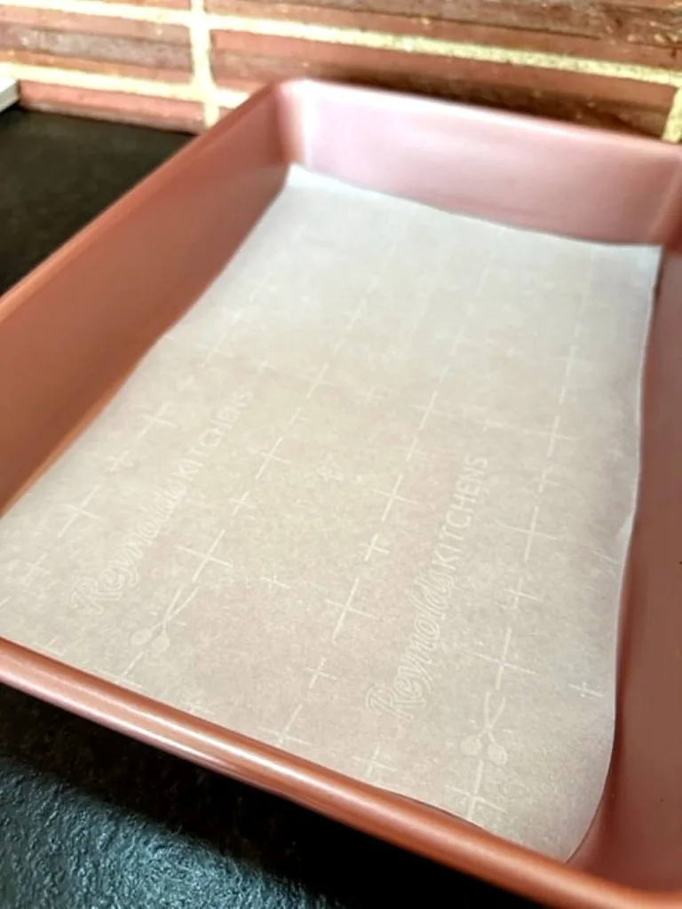 pan lined with parchment paper