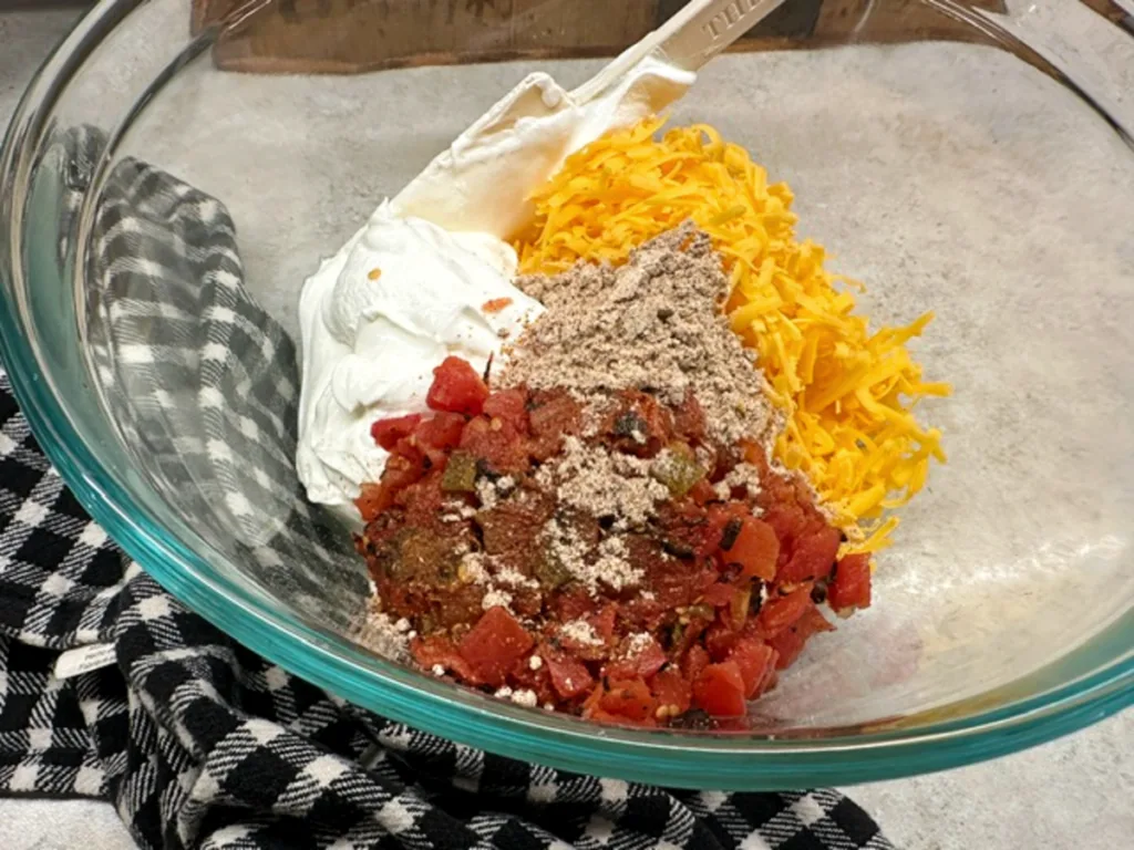 boat dip ingredients in a bowl
